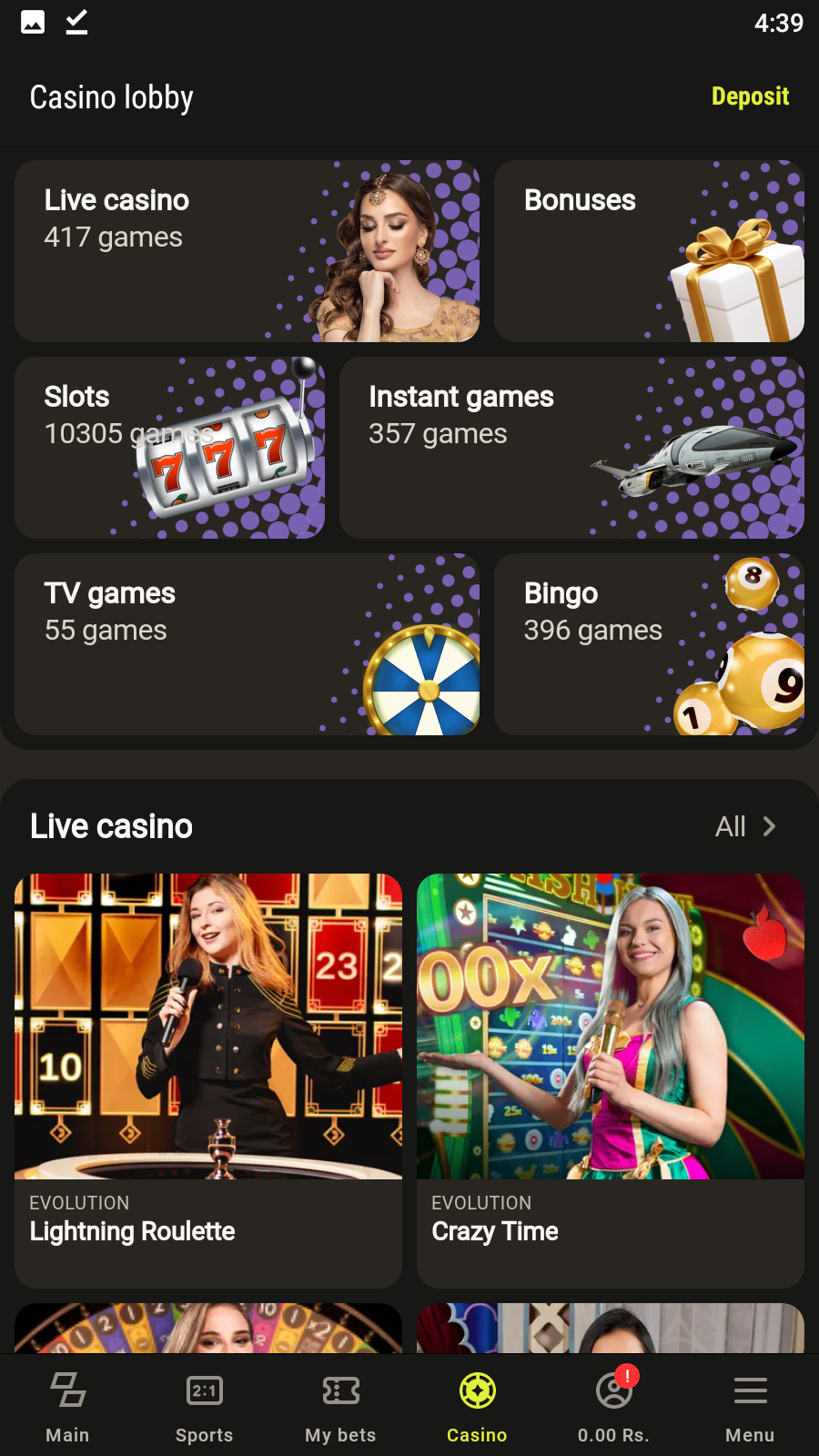 App casino